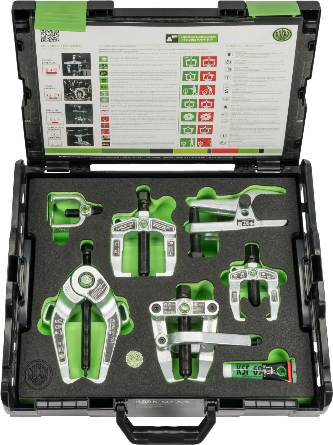 KUKKO pallonivelten / laakereiden ulosvetäjäsarja 0-125mm 6 osaa