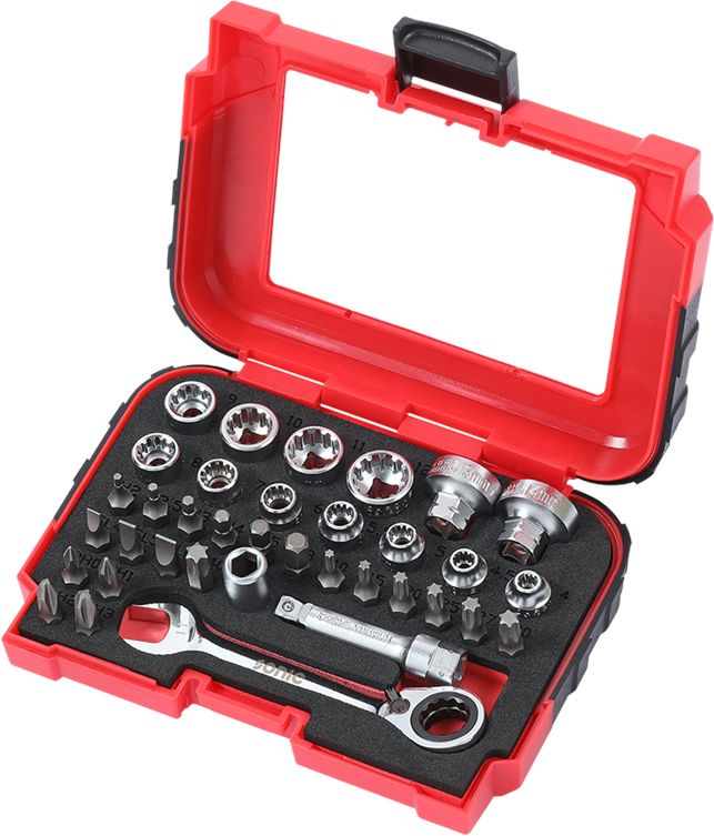 Sonic 1/4" erikoismatala spline räikkä- ja hylsysarja 4-14mm 36 osaa